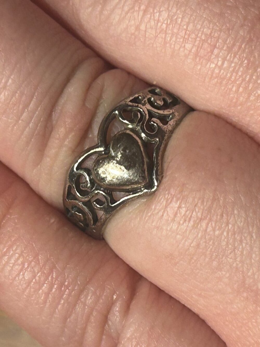 Vintage Sterling Silver Heart Ring - Size 7